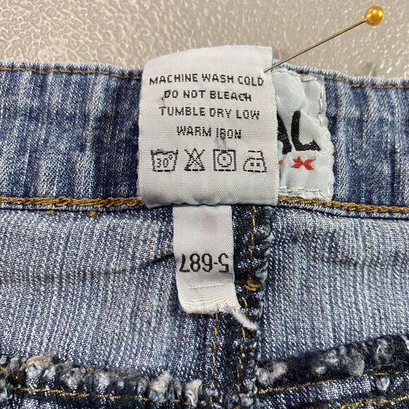 Vintage VISUAL By FEN X CHEN Jeans Y2K Wide Leg Capri Stone Wash Womens 16 Blue - Picture 9 of 9